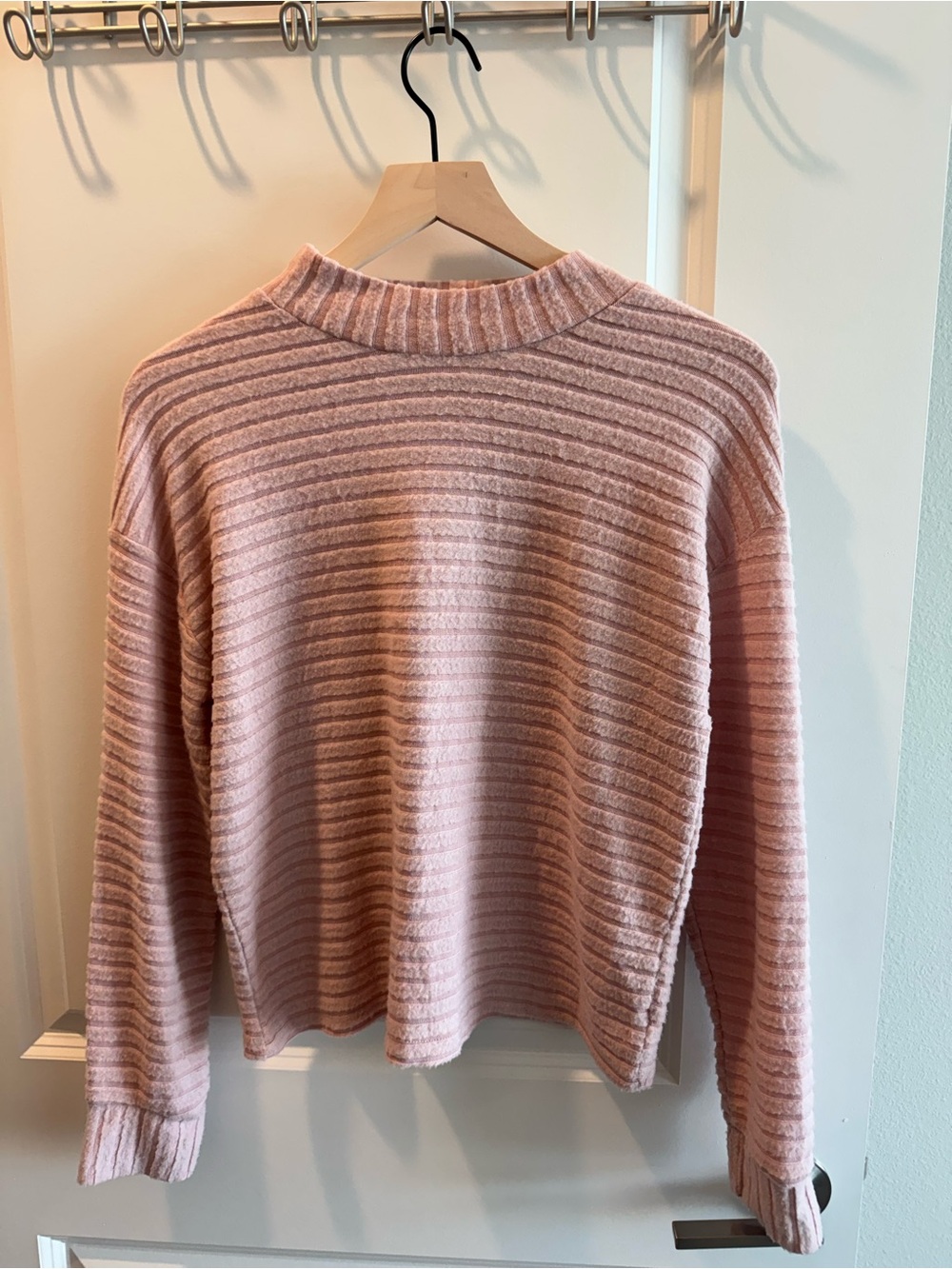 Pink Rose Ribbed Sweater in Blush Pink